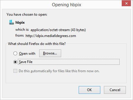 Firefoxのhbpixファイルダウンロードダイアログ